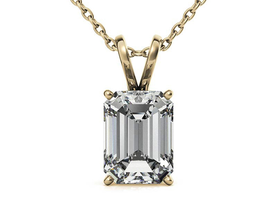 1.05ct Emerald Cut 14k Gold Necklaces Dia 7x5mm Pengaturan Bezel Jenis