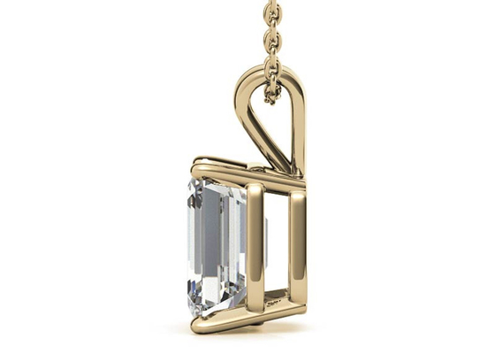 1.05ct Emerald Cut 14k Gold Necklaces Dia 7x5mm Pengaturan Bezel Jenis