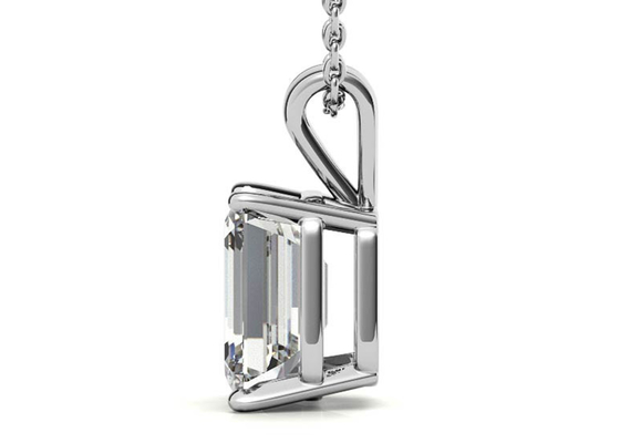 1.05ct Emerald Cut 14k Gold Necklaces Dia 7x5mm Pengaturan Bezel Jenis