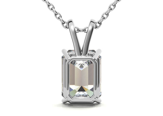 1.05ct Emerald Cut 14k Gold Necklaces Dia 7x5mm Pengaturan Bezel Jenis