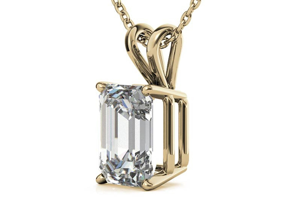 1.05ct Emerald Cut 14k Gold Necklaces Dia 7x5mm Pengaturan Bezel Jenis