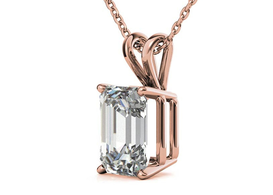 1.05ct Emerald Cut 14k Gold Necklaces Dia 7x5mm Pengaturan Bezel Jenis