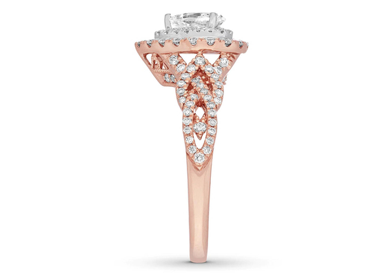 Cincin Emas Mawar 7ct 8ct 18K, Cincin Pertunangan Dan Pernikahan Set 7.0mm Pear Cut