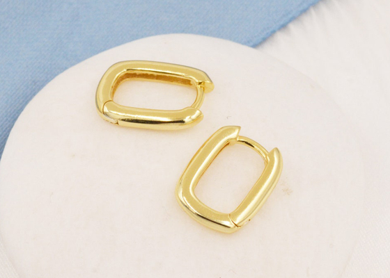 Oval Hoop 9K Gold Earrings Tebal 2mm Dengan Diameter Dalam 6x10mm