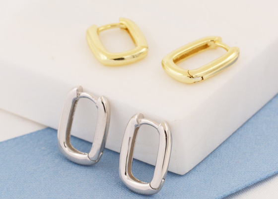 Oval Hoop 9K Gold Earrings Tebal 2mm Dengan Diameter Dalam 6x10mm