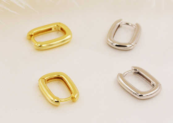 Oval Hoop 9K Gold Earrings Tebal 2mm Dengan Diameter Dalam 6x10mm