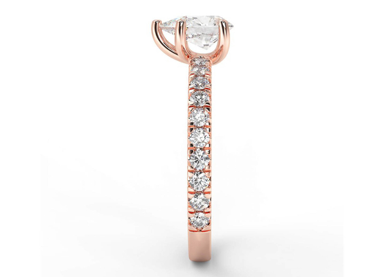 Wedding18K Rose Gold Ring Pear Cut 0.80ct Sertifikat DGC ODM