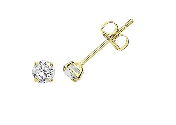 Anting Solitaire Emas 9ct 9K, Stud Berlian Solitaire 3mm 4mm 5mm