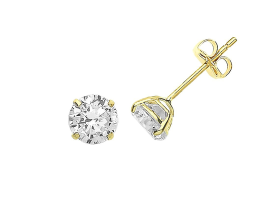 Anting Solitaire Emas 9ct 9K, Stud Berlian Solitaire 3mm 4mm 5mm
