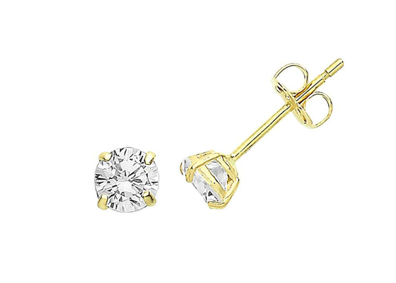 Anting Solitaire Emas 9ct 9K, Stud Berlian Solitaire 3mm 4mm 5mm