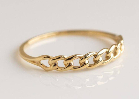 Stacking 9K Gold Ring 2.0MM Dimensi Prong Hand Setting Type OEM