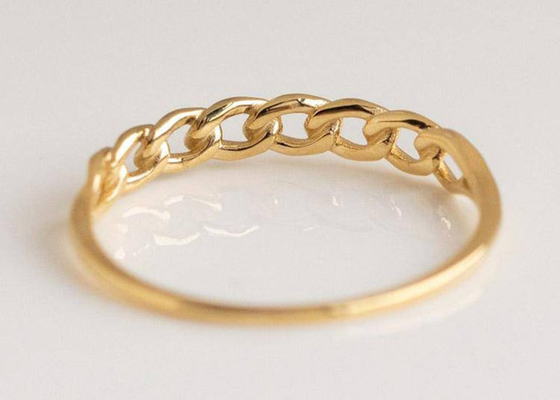 Stacking 9K Gold Ring 2.0MM Dimensi Prong Hand Setting Type OEM