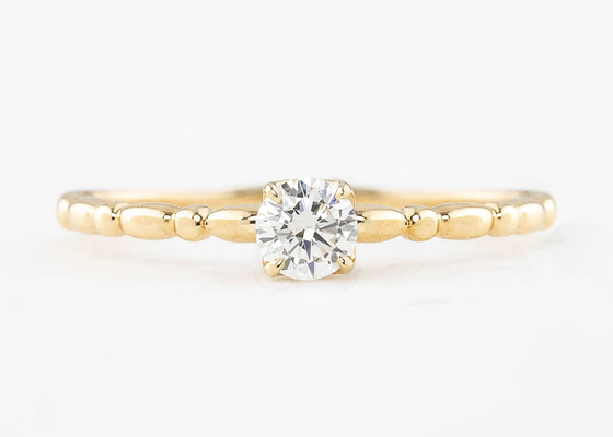 Cincin Emas 6MM Dengan Berlian Solitaire, Cincin Berlian Moissanite 0.8ct ODM