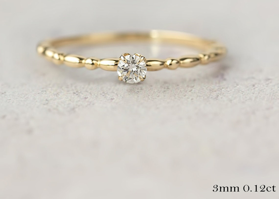 Cincin Emas 6MM Dengan Berlian Solitaire, Cincin Berlian Moissanite 0.8ct ODM