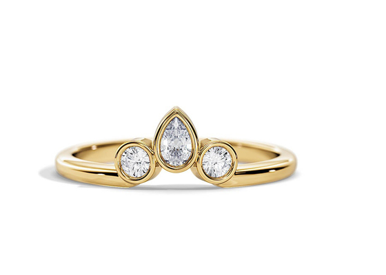 0.4CT V Berbentuk Pernikahan Band Dengan Cincin Pertunangan, 2MM Stackable Diamond Rings OEM