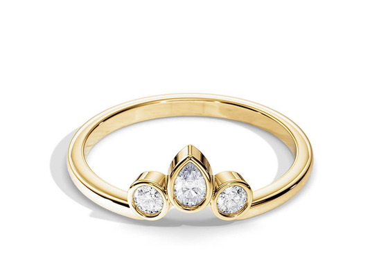 0.4CT V Berbentuk Pernikahan Band Dengan Cincin Pertunangan, 2MM Stackable Diamond Rings OEM