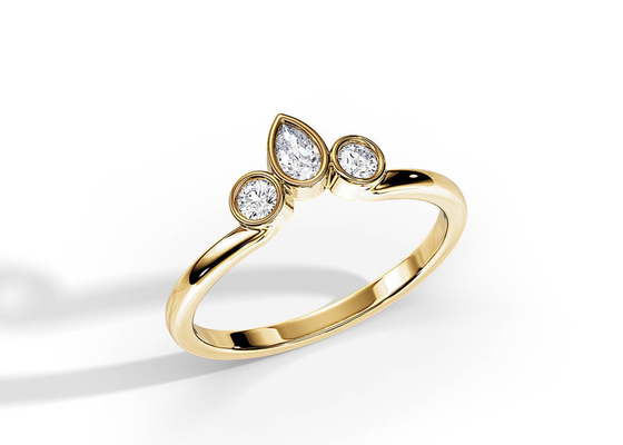 0.4CT V Berbentuk Pernikahan Band Dengan Cincin Pertunangan, 2MM Stackable Diamond Rings OEM