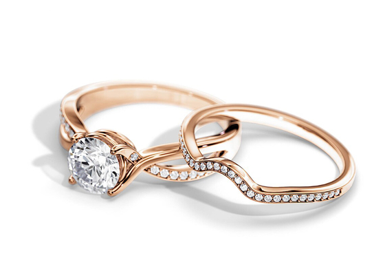 1.25ct Rose Gold Moissanite Engagement Rings VS1 SI1 SI2 Warna Rata-rata