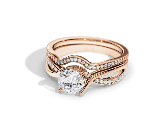 1.25ct Rose Gold Moissanite Engagement Rings VS1 SI1 SI2 Warna Rata-rata