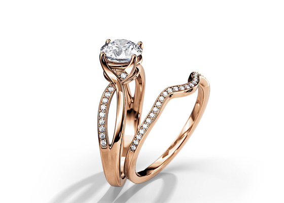 1.25ct Rose Gold Moissanite Engagement Rings VS1 SI1 SI2 Warna Rata-rata