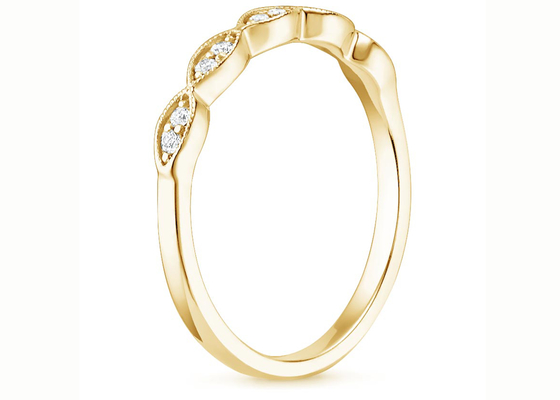 Bentuk Marquise 14K Cincin Perhiasan Emas Kuning 1mm-2mm Ukuran Bar Jenis Pengaturan