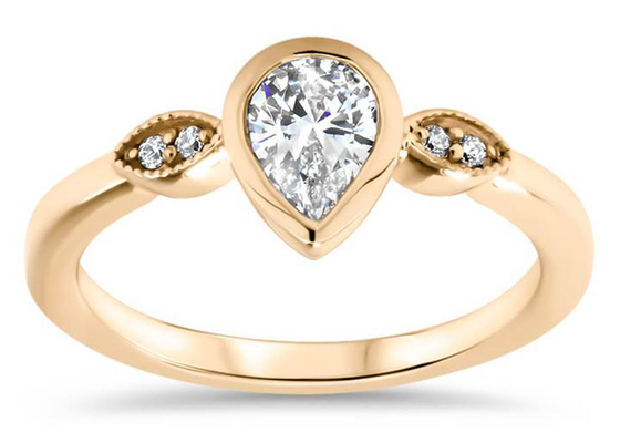 Cincin Moissanite Emas 10k 0,77 karat, Cincin Pertunangan Solitaire Emas Dimensi 5 × 7mm