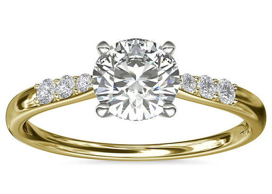 Cincin Perak 9K Bentuk Bulat Dengan Batu Moissanite Putih 6MM 1.0ct
