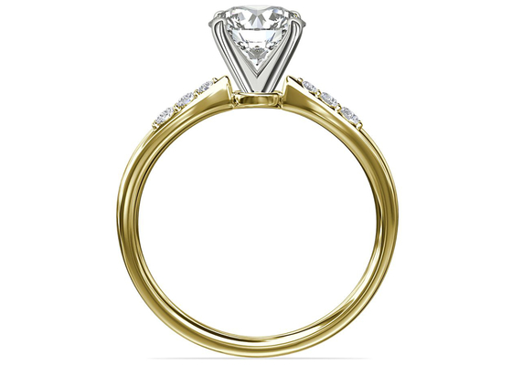 Cincin Perak 9K Bentuk Bulat Dengan Batu Moissanite Putih 6MM 1.0ct