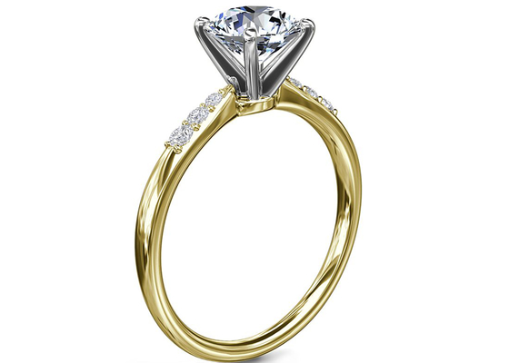 Cincin Perak 9K Bentuk Bulat Dengan Batu Moissanite Putih 6MM 1.0ct