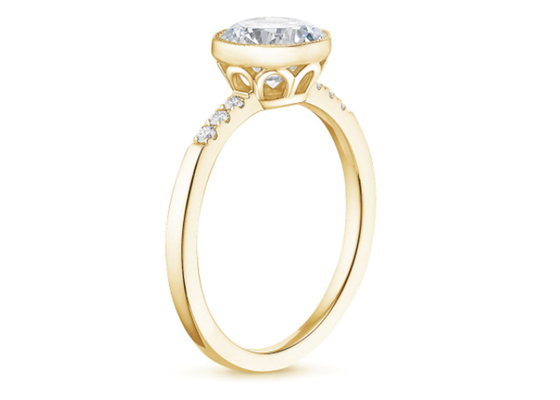Cincin Berlian Emas Kuning Wanita 10k, Cincin Pertunangan Berlian Lab Oval OEM ODM