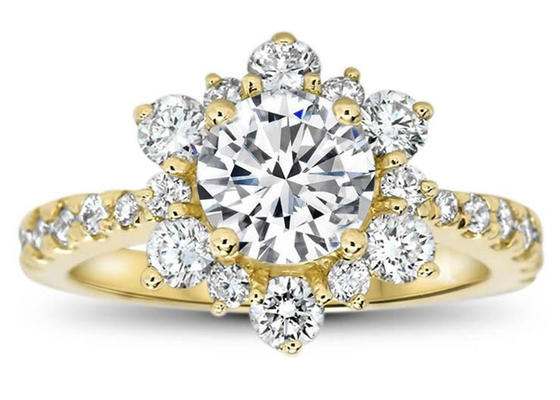 Snowflake Inspired 9K Silver Ring Dengan Lab Diamond RD6.5MM Ukuran 1.0ct weight