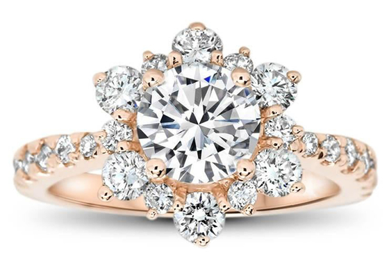 Snowflake Inspired 9K Silver Ring Dengan Lab Diamond RD6.5MM Ukuran 1.0ct weight