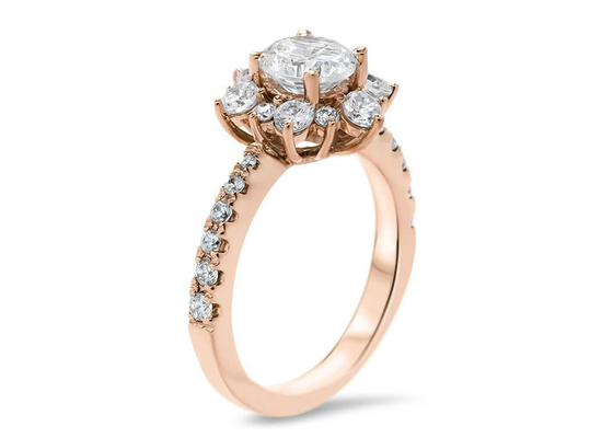 Snowflake Inspired 9K Silver Ring Dengan Lab Diamond RD6.5MM Ukuran 1.0ct weight