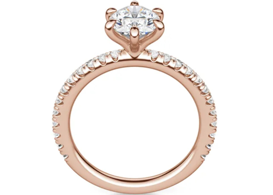 Prong Set Type 9k Silver Ring Rose Gold Material Dengan Batu 1.5carat 6x8mm