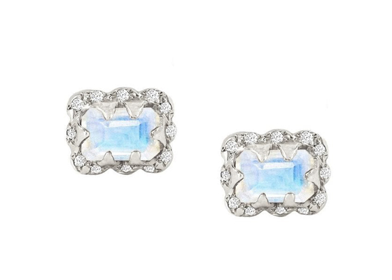 5 × 7MM Emerald Cut Diamond Earrings Dengan Taburan Berlian untuk Hadiah