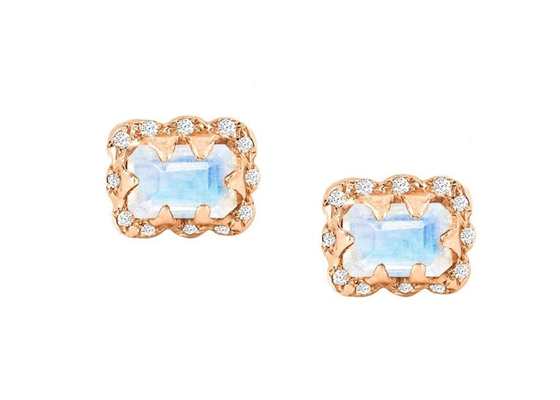 5 × 7MM Emerald Cut Diamond Earrings Dengan Taburan Berlian untuk Hadiah