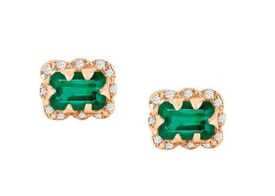 5 × 7MM Emerald Cut Diamond Earrings Dengan Taburan Berlian untuk Hadiah