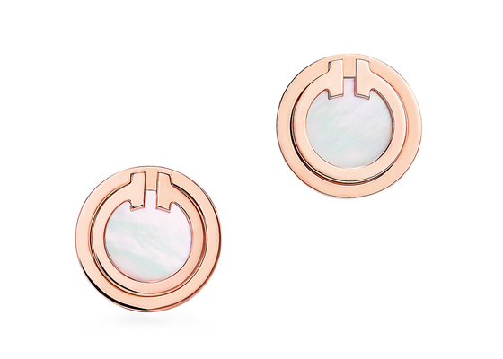 2.37g Rose Gold Mother Of Pearl Earrings, Mother Of Pearl Stud Ukuran 9.65mm