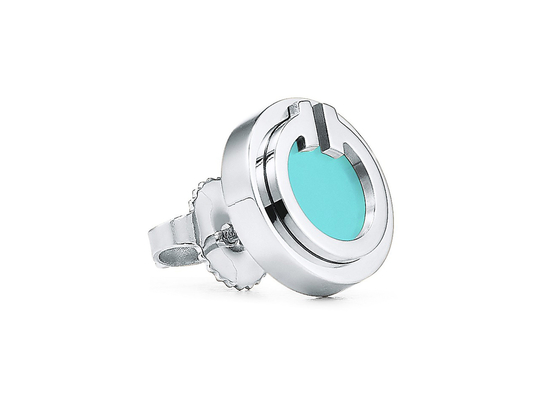 ODM Turquoise Circle Earrings, Dia 9.65mm 18k Turquoise Earrings 2.37g Berat