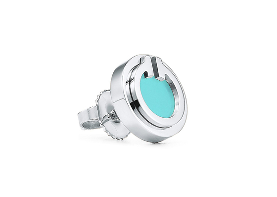 ODM Turquoise Circle Earrings, Dia 9.65mm 18k Turquoise Earrings 2.37g Berat