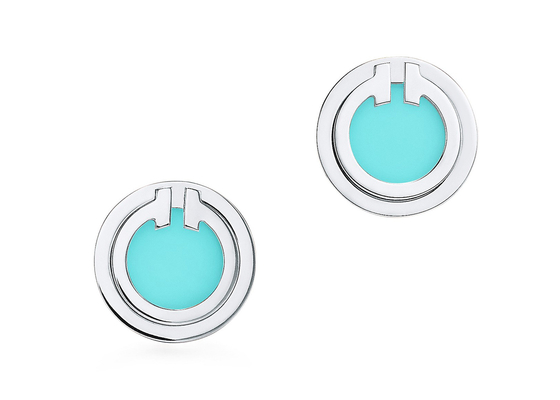 ODM Turquoise Circle Earrings, Dia 9.65mm 18k Turquoise Earrings 2.37g Berat