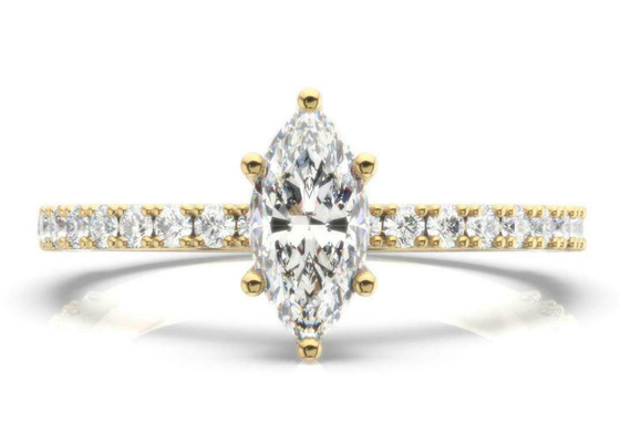D VS1 18K Rose Gold Ring 2CT Weight Marquise Cut untuk Pertunangan