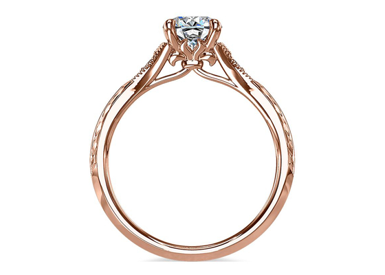 14K Roose Gold Lab Grown Moissanite Ring Dia RD6mm 0.8ct untuk Pernikahan