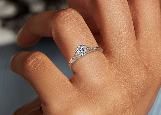 14K Roose Gold Lab Grown Moissanite Ring Dia RD6mm 0.8ct untuk Pernikahan