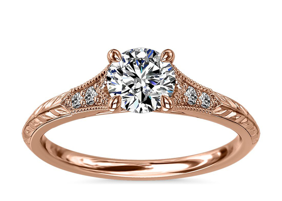 14K Roose Gold Lab Grown Moissanite Ring Dia RD6mm 0.8ct untuk Pernikahan