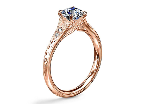 14K Roose Gold Lab Grown Moissanite Ring Dia RD6mm 0.8ct untuk Pernikahan