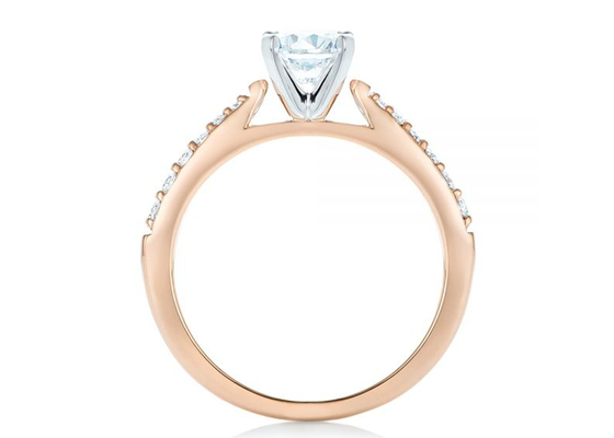 Claw Setting Rose Gold Moissanite Band Rings Ukuran 5.5MM OEM ODM