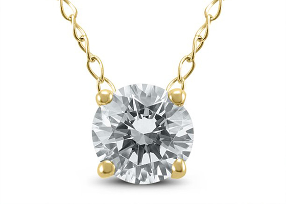 4mm 0.23ct Diamond Solitaire Necklace, 4 Prongs 14k Yellow Gold Necklace