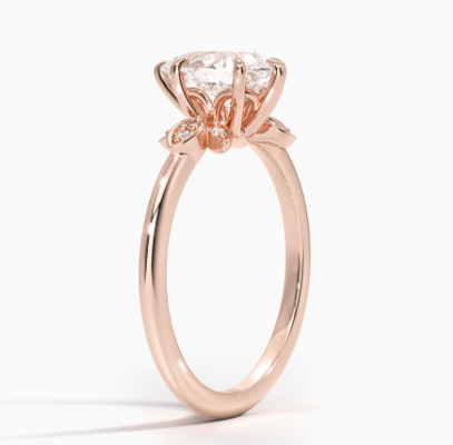 14K 0.77ct Rose Gold Pear Cut Pernikahan Moissanite Perhiasan Cincin Emas