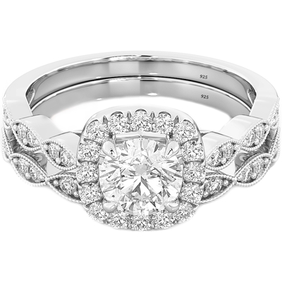 Set Cincin Pernikahan Pengantin 0.90CT, Cincin Pertunangan Berlian Persegi ODM